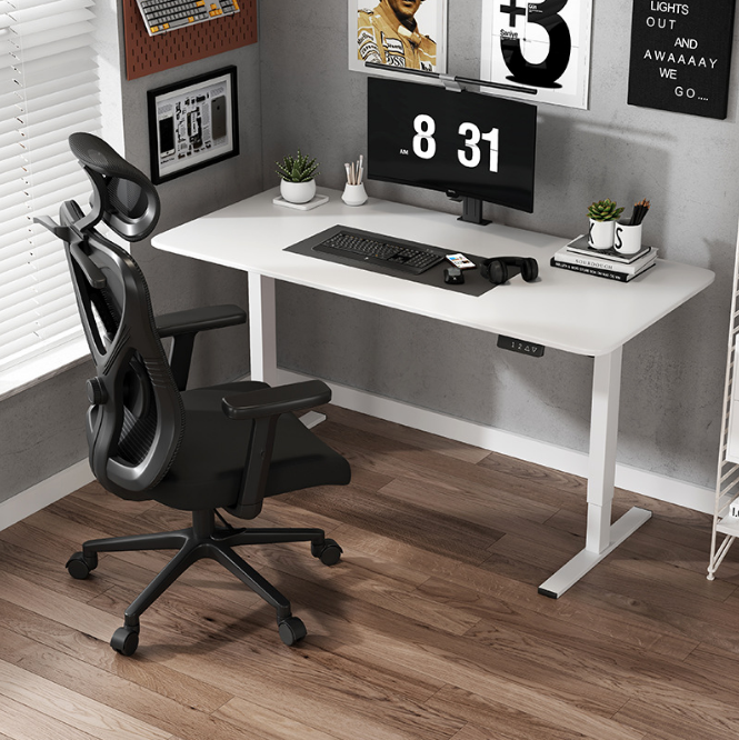 Biurko dla gracza komputerowe gamingowe elektryczne z regulacją wysokości 120x60 białe Atena