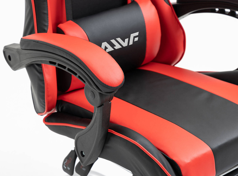 Fotel dla gracza ergonomiczny gamingowy obrotowy krzesło z podnóżkiem czerwono-czarny Boss