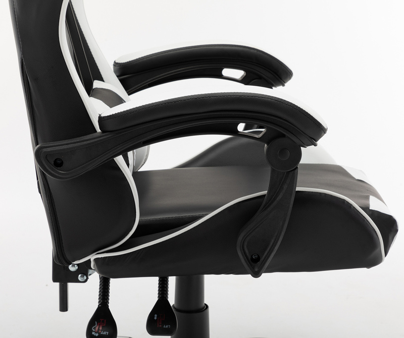 Fotel gamingowy krzesło dla gracza kubełkowy biurowy obrotowy czarno-biały Vito