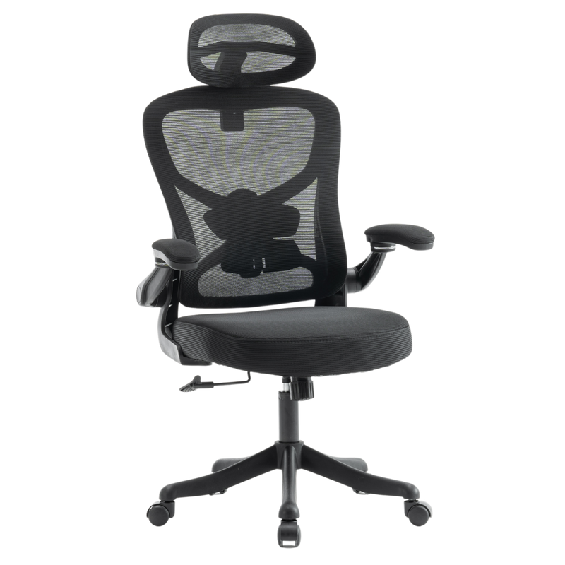 Fotel biurowy ergonomiczny obrotowy siateczkowy bujany krzesło czarny Prime