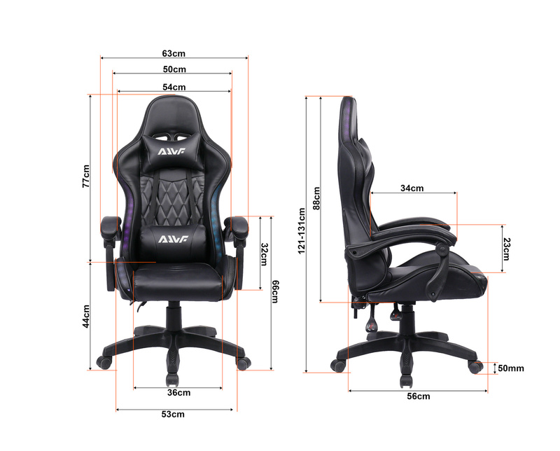 Fotel gamingowy krzesło dla gracza kubełkowy ergonomiczny biurowy czarny LED Funky
