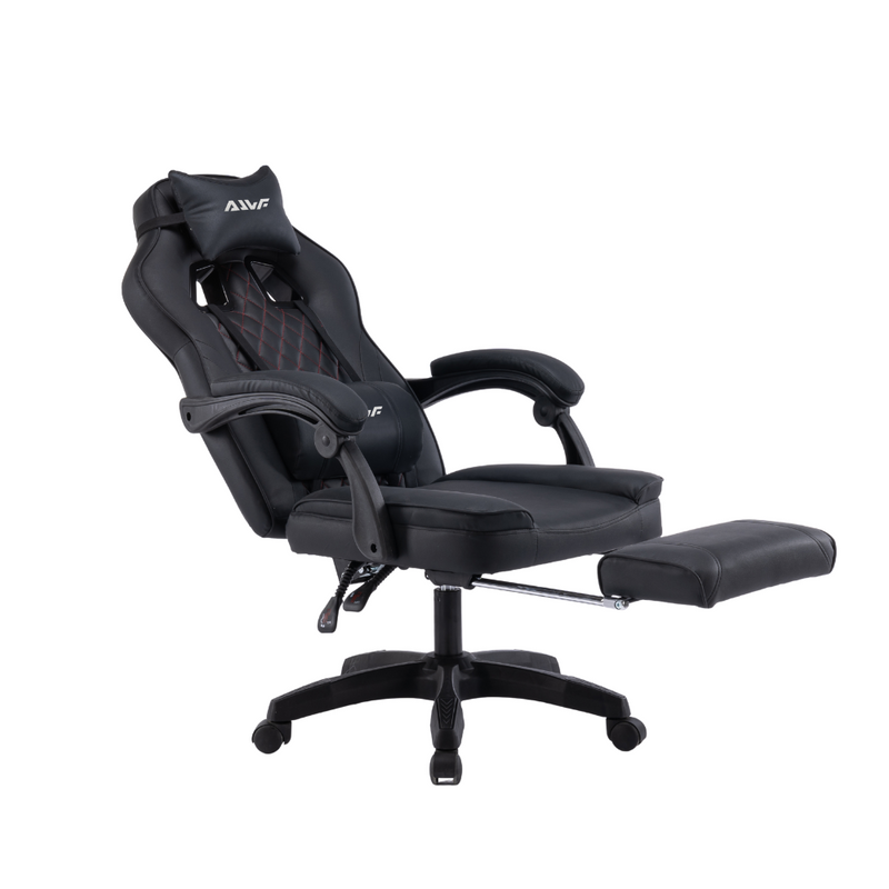 Fotel gamingowy z podnóżkiem ekoskóra krzesło dla gracza biurowy ergonomiczny czarny Champion