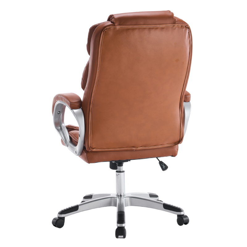 Fotel biurowy ergonomiczny obrotowy krzesło ekoskóra brązowy Grand