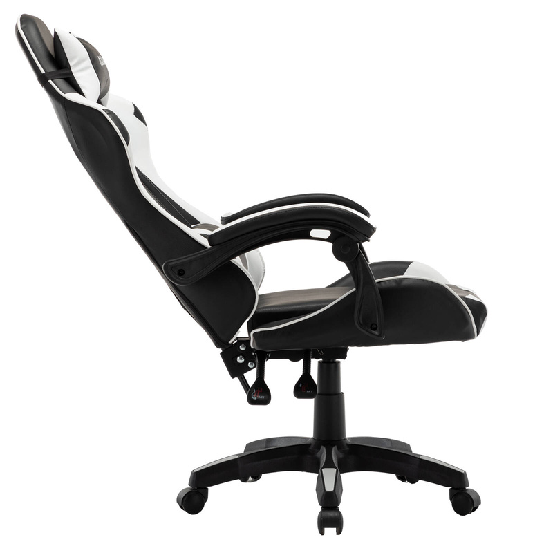 Fotel gamingowy krzesło dla gracza kubełkowy biurowy obrotowy czarno-biały Vito