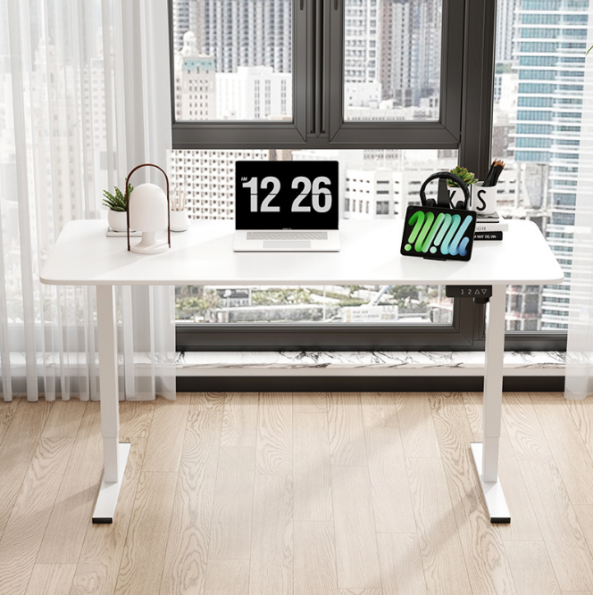 Biurko dla gracza komputerowe gamingowe elektryczne z regulacją wysokości 120x60 białe Atena