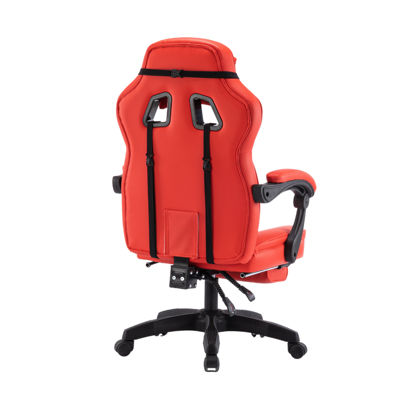 Fotel gamingowy z podnóżkiem ekoskóra krzesło dla gracza biurowy ergonomiczny czerwony Champion