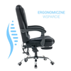 Fotel biurowy materiałowy ergonomiczny obrotowy krzesło z podnóżkiem FUNKCJA MASAŻU czarny Comfort Plus+