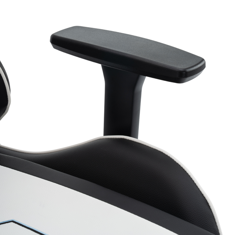 Fotel dla gracza gamingowy ergonomiczny krzesło z podnóżkiem biało-czarny Cyber