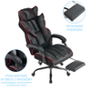 Fotel biurowy ergonomiczny obrotowy krzesło z podnóżkiem czarno-czerwony Premium