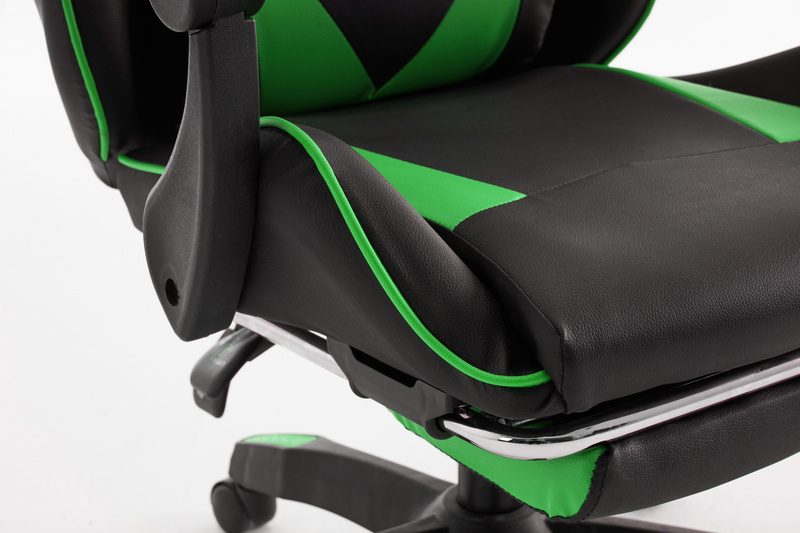 Fotel dla gracza gamingowy biurowy ergonomiczny z podnóżkiem krzesło obrotowe zielono-czarny Sienna