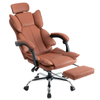Fotel ergonomiczny biurowy obrotowy z podnóżkiem do biurka brązowy bursztynowy Office
