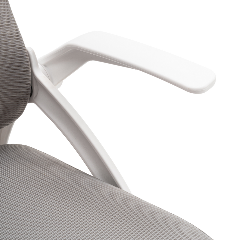 Fotel biurowy ergonomiczny obrotowy siateczkowy bujany krzesło biało-szary Simple