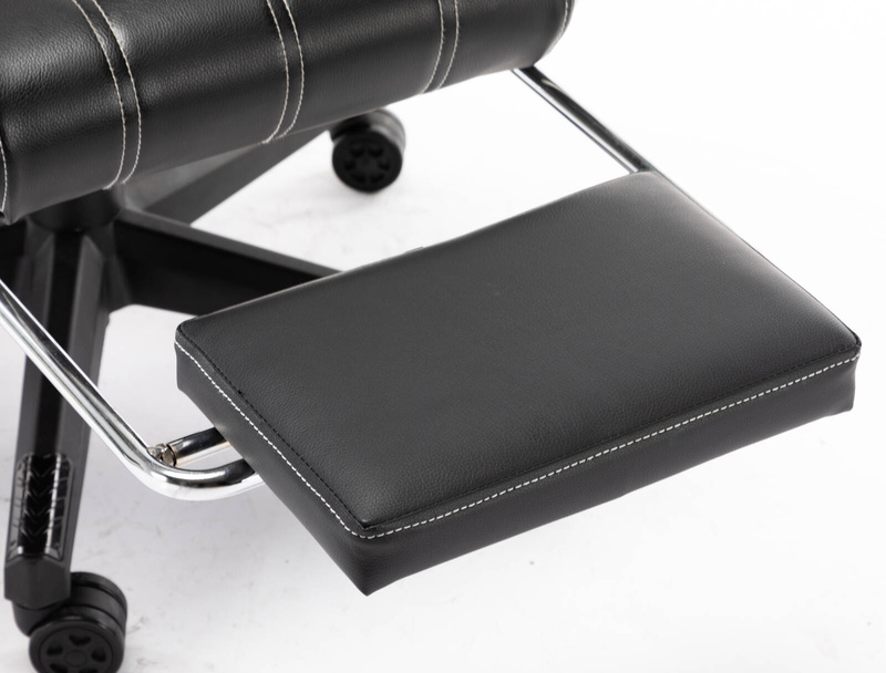 Fotel dla gracza gamingowy ergonomiczny kubełkowy krzesło z podnóżkiem czarno-biały Corpo