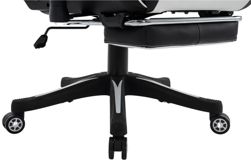 Fotel dla gracza gamingowy ergonomiczny krzesło z podnóżkiem biało-czarny Cyber