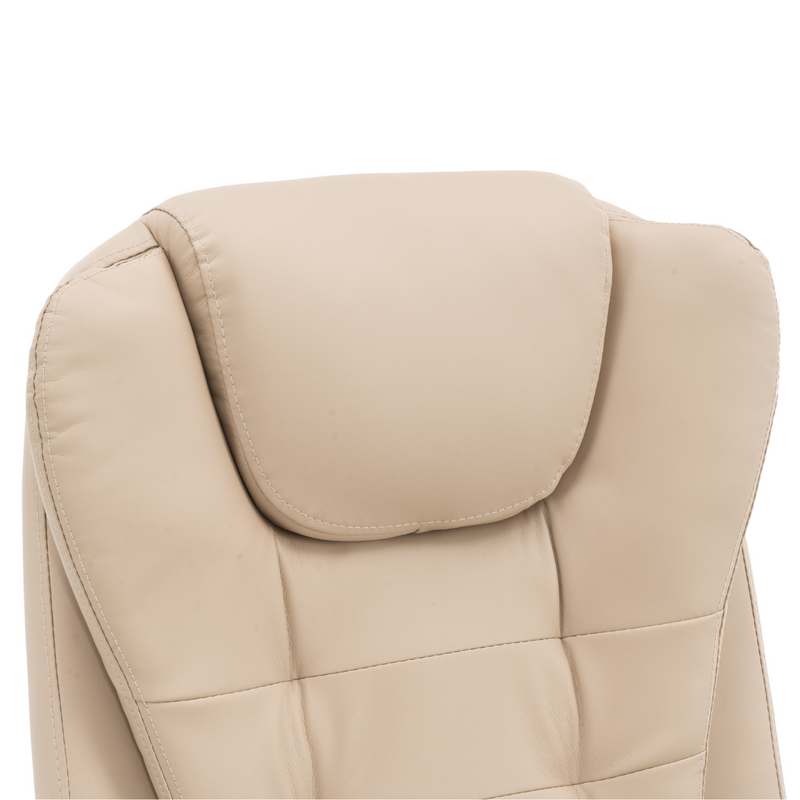 Fotel biurowy ergonomiczny obrotowy bujany krzesło z podnóżkiem ekoskóra beżowy Relax