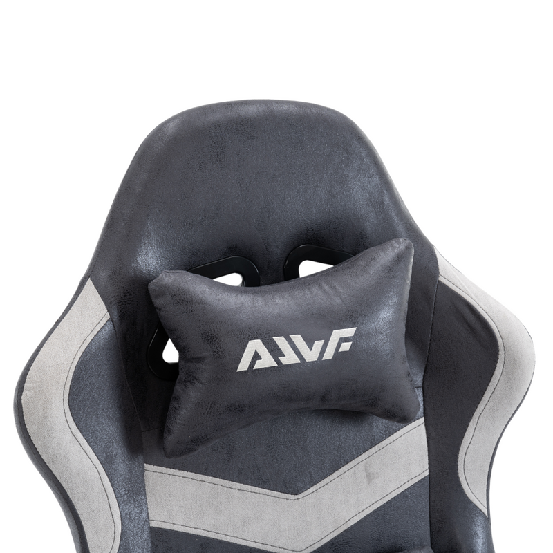 Fotel gamingowy z podnóżkiem ekoskóra krzesło dla gracza biurowy ergonomiczny czarno-szary Empo