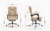Fotel biurowy ergonomiczny obrotowy bujany krzesło z podnóżkiem ekoskóra beżowy Relax