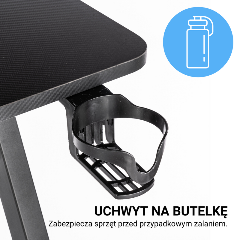 Biurko dla gracza komputerowe gamingowe 120x60 czarne Hades