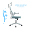 Fotel biurowy ergonomiczny obrotowy siateczkowy bujany krzesło błękitno-biały Prime
