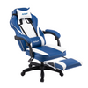 Fotel gamingowy z podnóżkiem ekoskóra krzesło dla gracza biurowy ergonomiczny niebiesko-biały Champion