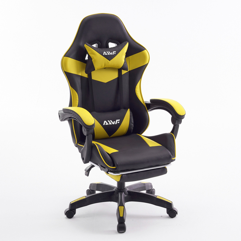 Fotel dla gracza gamingowy biurowy ergonomiczny z podnóżkiem krzesło obrotowe żółto-czarny Sienna