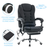 Fotel biurowy materiałowy ergonomiczny obrotowy krzesło z podnóżkiem FUNKCJA MASAŻU czarny Comfort Plus+