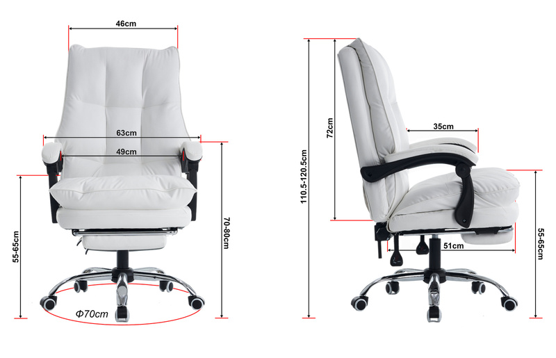 Fotel biurowy ergonomiczny obrotowy bujany krzesło z podnóżkiem ekoskóra biały Elegant