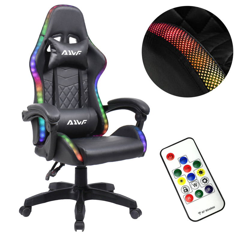 Fotel gamingowy krzesło dla gracza kubełkowy ergonomiczny biurowy czarny LED Funky