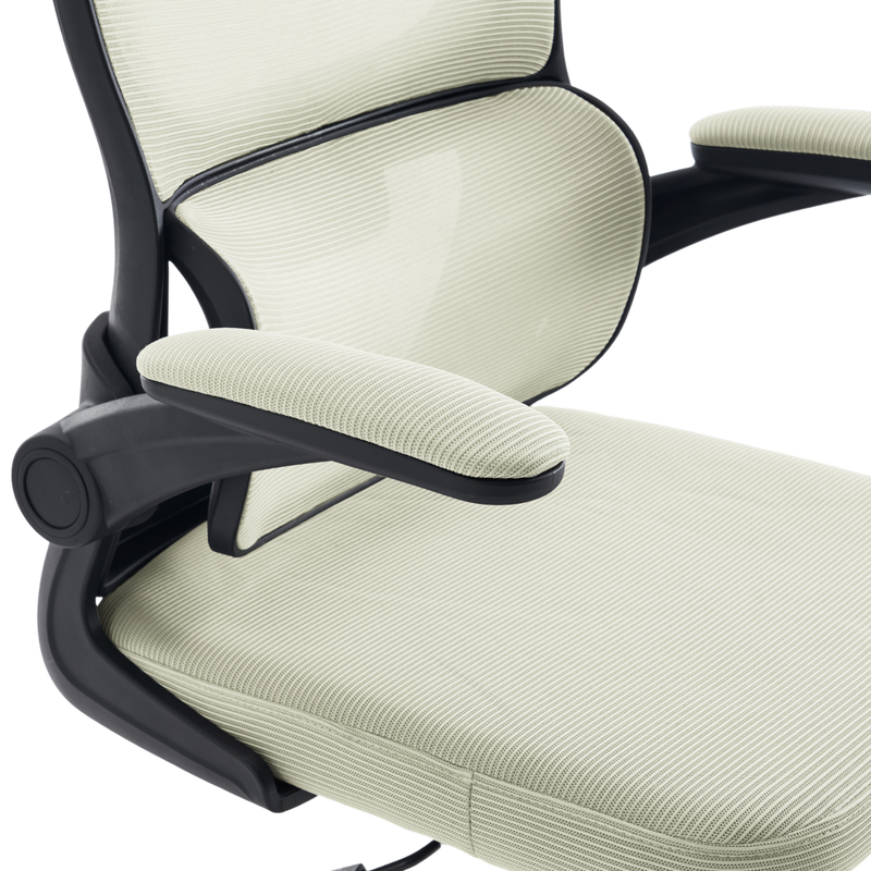 Fotel biurowy ergonomiczny obrotowy siateczkowy bujany beżowo-czarny Classic