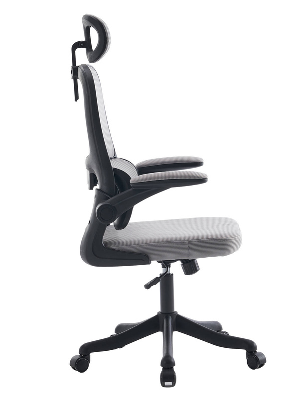 Fotel biurowy ergonomiczny obrotowy siateczkowy bujany szaro-czarny Classic