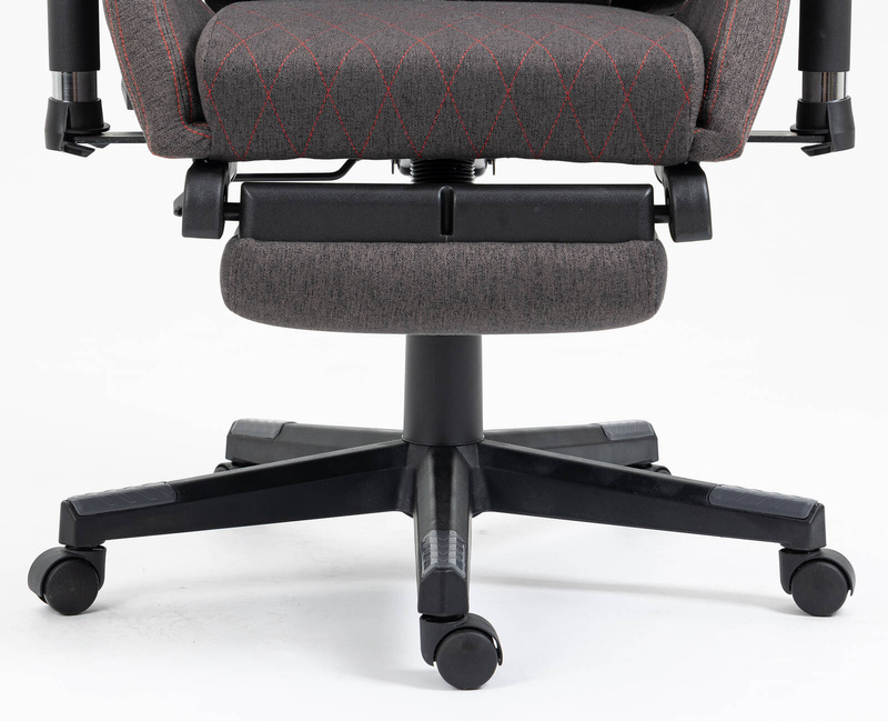 Fotel dla gracza gamingowy kubełkowy materiałowy ergonomiczny krzesło z podnóżkiem brązowy Modern