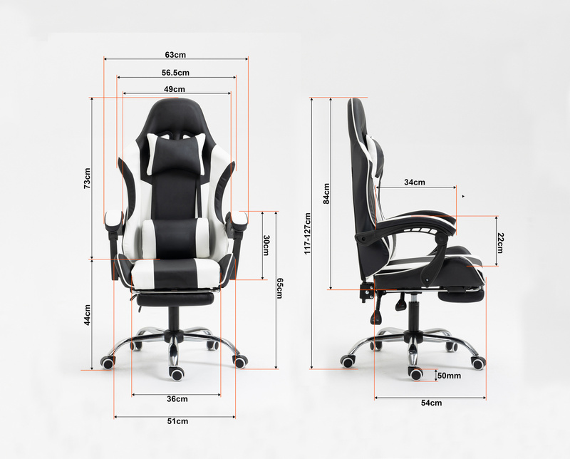 Fotel dla gracza gamingowy obrotowy krzesło z podnóżkiem biało-czarny Boss