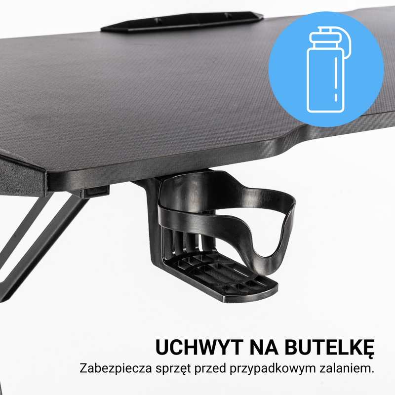 Biurko dla gracza komputerowe gamingowe LED 120x60 czarne Apollo