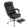 Fotel biurowy ergonomiczny obrotowy bujany krzesło z podnóżkiem ekoskóra czarny Relax