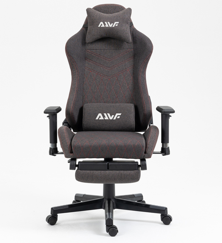 Fotel dla gracza gamingowy kubełkowy materiałowy ergonomiczny krzesło z podnóżkiem brązowy Modern