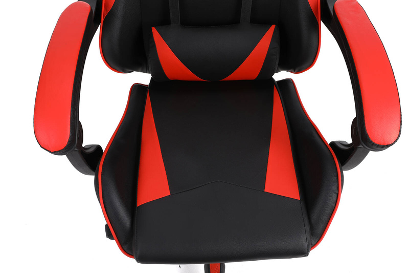 Fotel dla gracza gamingowy krzesło kubełkowy mocny ergonomiczny biurowy czarno-czerwony Milan