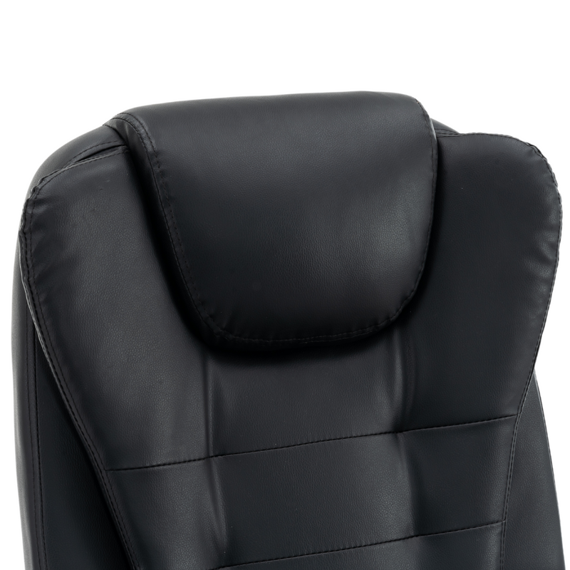 Fotel biurowy ergonomiczny obrotowy bujany krzesło z podnóżkiem ekoskóra czarny Relax