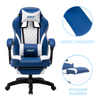 Fotel gamingowy z podnóżkiem ekoskóra krzesło dla gracza biurowy ergonomiczny niebiesko-biały Champion