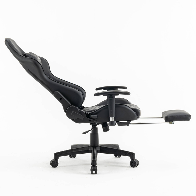 Fotel dla gracza gamingowy ergonomiczny krzesło z podnóżkiem czarny Zeus Carbon