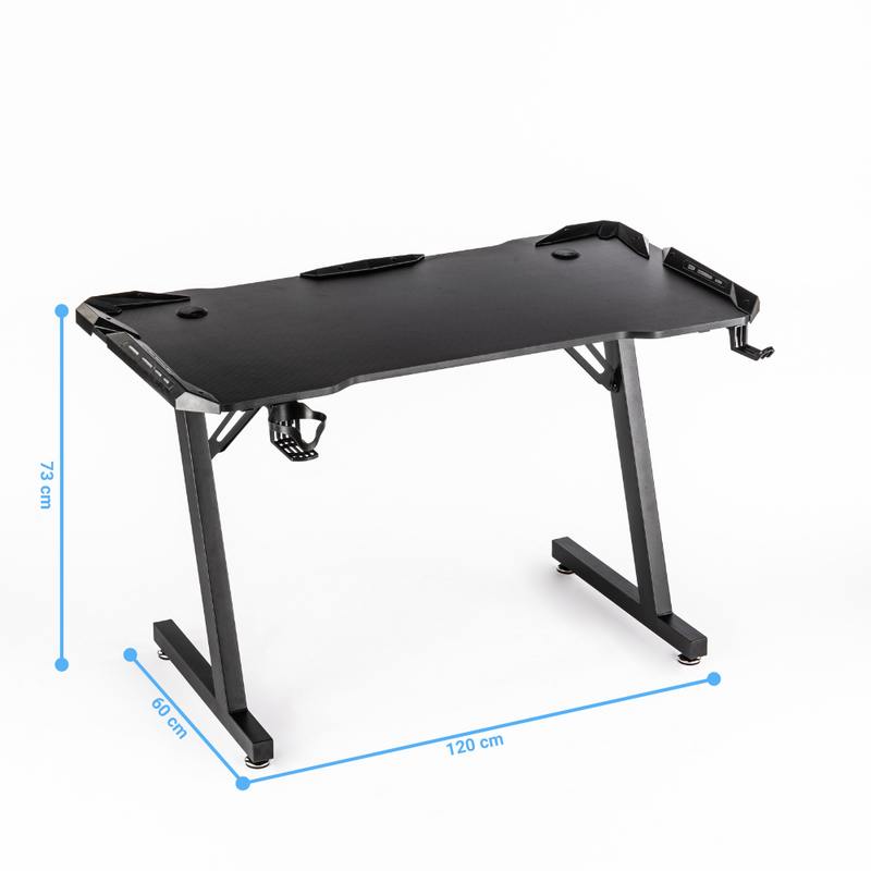 Biurko dla gracza komputerowe gamingowe LED 120x60 czarne Apollo