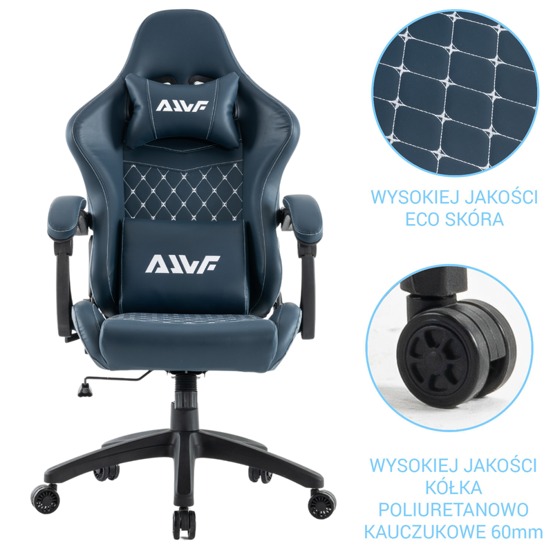 Fotel dla gracza gamingowy ergonomiczny krzesło niebieski Poseidon