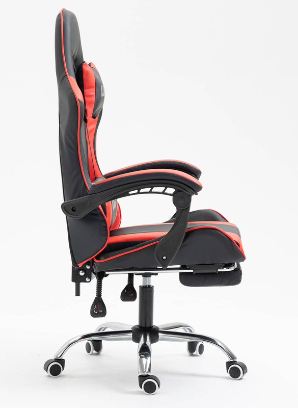 Fotel dla gracza ergonomiczny gamingowy obrotowy krzesło z podnóżkiem czerwono-czarny Boss