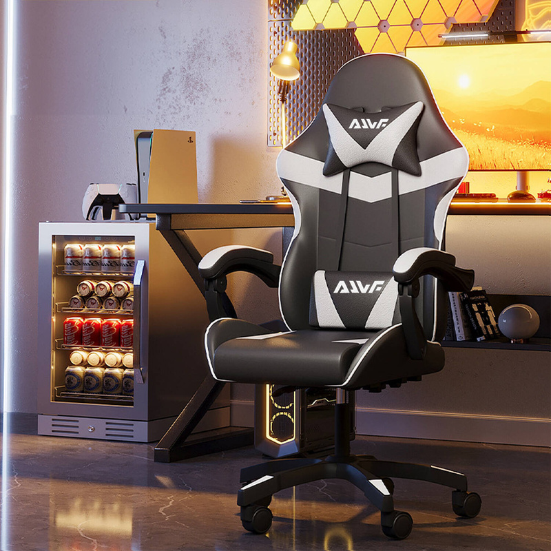 Fotel gamingowy krzesło dla gracza kubełkowy ergonomiczny biurowy biało-czarny Milan