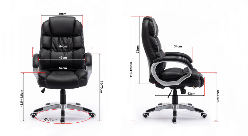 Fotel biurowy ergonomiczny obrotowy krzesło ekoskóra czarny Grand