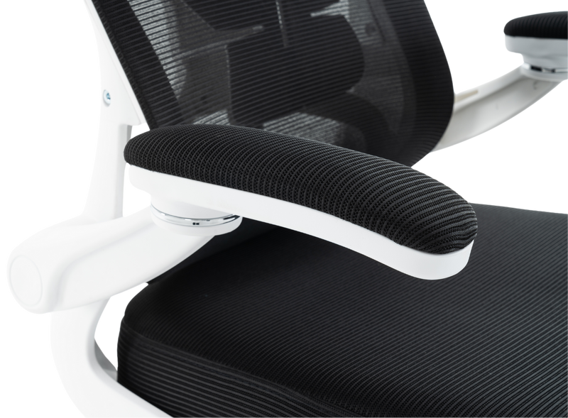 Fotel biurowy ergonomiczny obrotowy siateczkowy bujany krzesło czarno-biały Prime