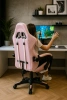 Fotel dla gracza gamingowy biurowy ergonomiczny z podnóżkiem krzesło obrotowe biało-różowy Sienna