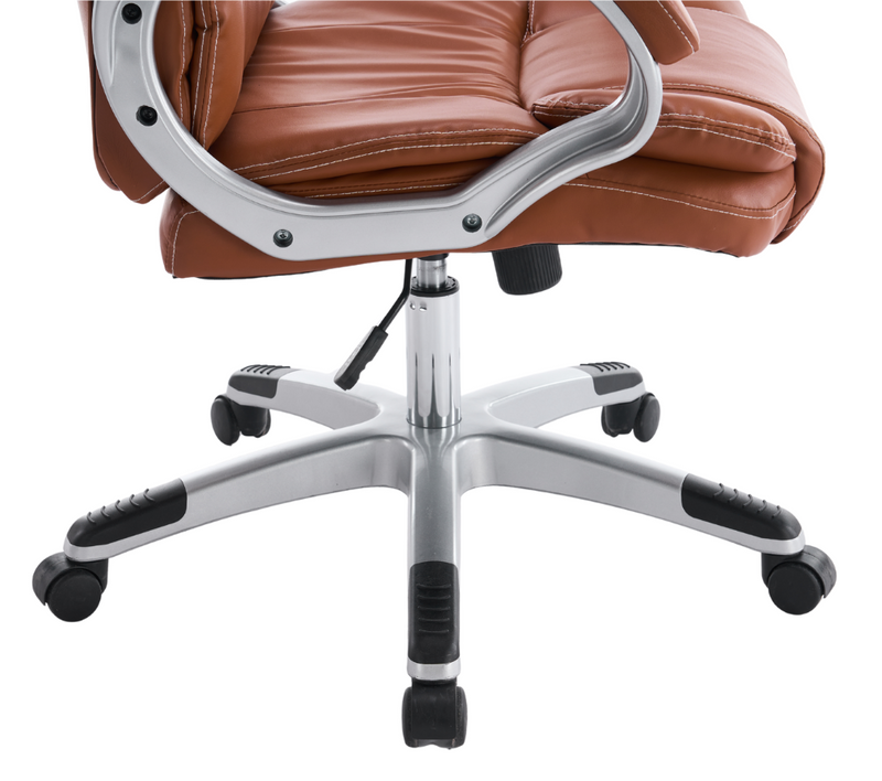 Fotel biurowy ergonomiczny obrotowy krzesło ekoskóra brązowy Grand