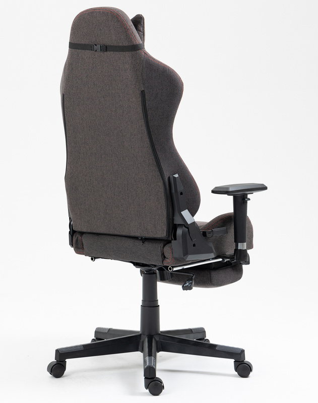 Fotel dla gracza gamingowy kubełkowy materiałowy ergonomiczny krzesło z podnóżkiem brązowy Modern