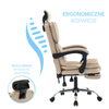 Fotel ergonomiczny biurowy obrotowy z podnóżkiem do biurka beżowy Office