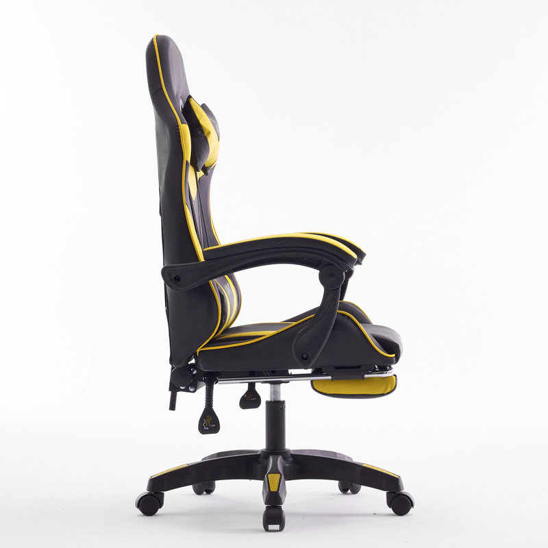 Fotel dla gracza gamingowy biurowy ergonomiczny z podnóżkiem krzesło obrotowe żółto-czarny Sienna
